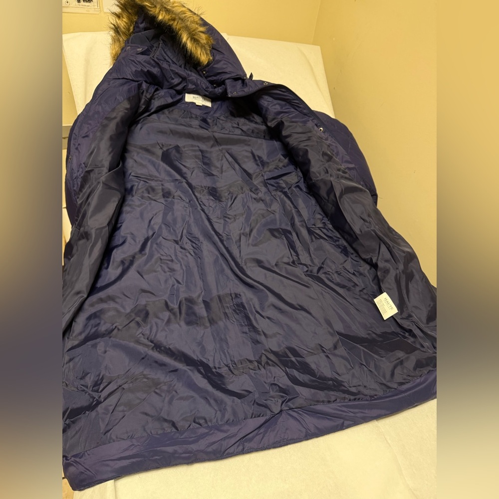 NwT: Haute EditionMid-Length Puffer Parka Coat with Faux Fur-Lined Hood🔵 - Picture 7 of 12